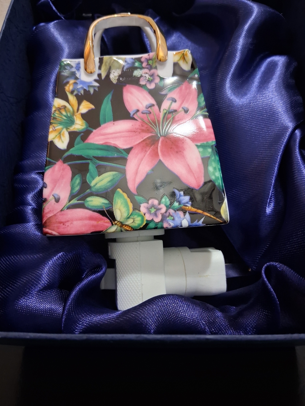 Floral Ceramic Plug-In Fragrance Warmer - Pink & Green Lily Design
